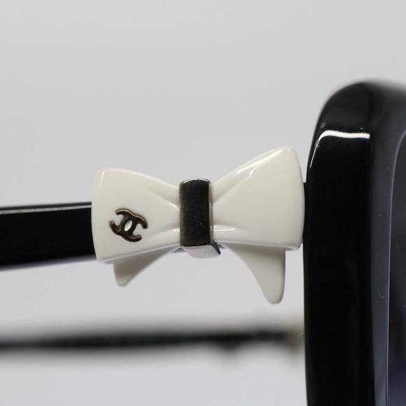 CHANEL Ribbon Sunglasses Plastic Black White CC Auth 53404 - Picture 7 of 16